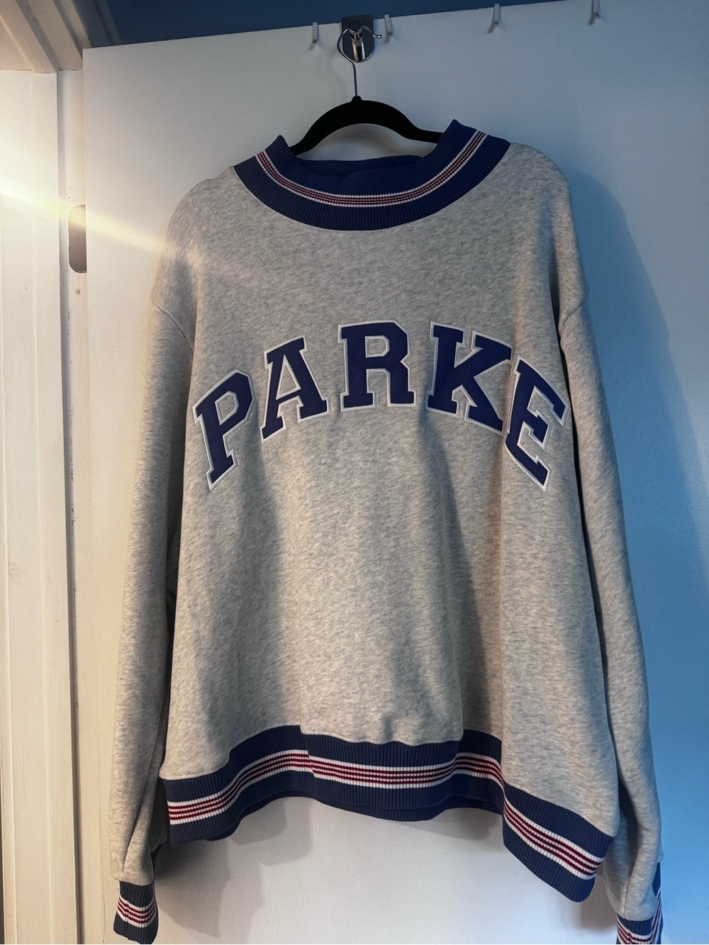 PARKE Boardwalk Varsity Heritage Mockneck Sweatshirt with Navy Trim